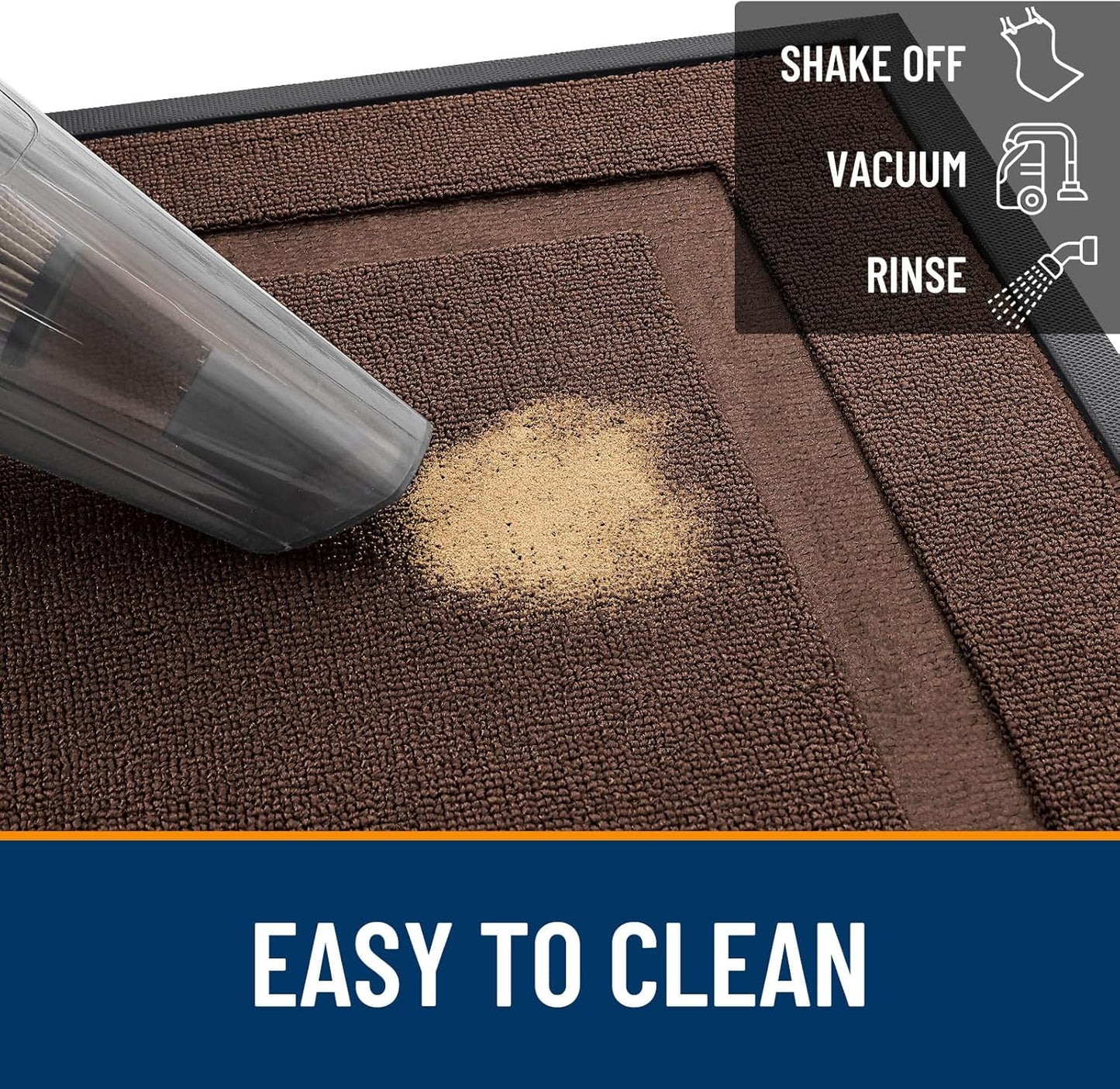 OLANLY Waterproof All-Season Front Door Mat - Sturdy Natural Rubber | Easy Clean, 47x23, Chocolate Brown