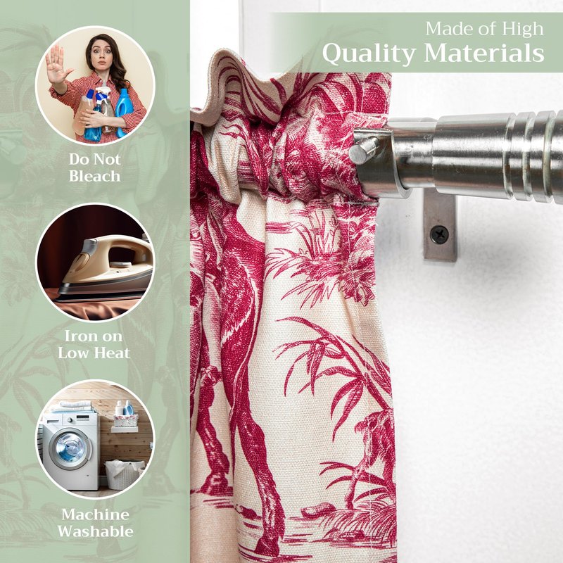 Maison d' Hermine Kitchen Curtain Set for Windows 100% Cotton Set of Kitchen Curtain Valance for Home [2 Tier (28"X36") and 1 Valance (56"X18")] Café Gifts for Mothers Day (The Miller - Red)