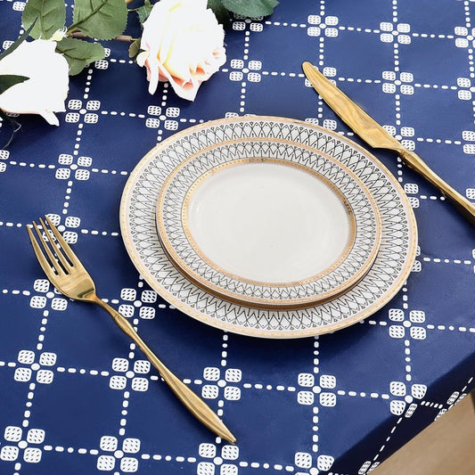 misaya Rectangle Vinyl Table Cloth, Elastic Fitted Tablecloth with Flannel Backing, Waterproof Plastic Table Cover Fits Folding Tables for Picnic, Camping, Indoor and Outdoor (Navy, 36" x 60")