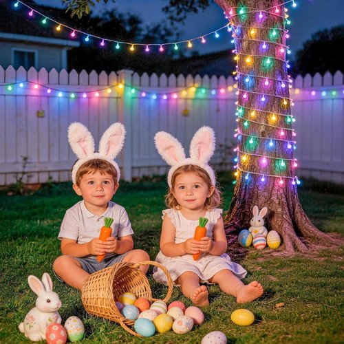 JMEXSUSS 100 LED Connectable Easter Lights - 33 ft Globe String Lights with Remote & 8 Modes for Indoor/Outdoor Decor