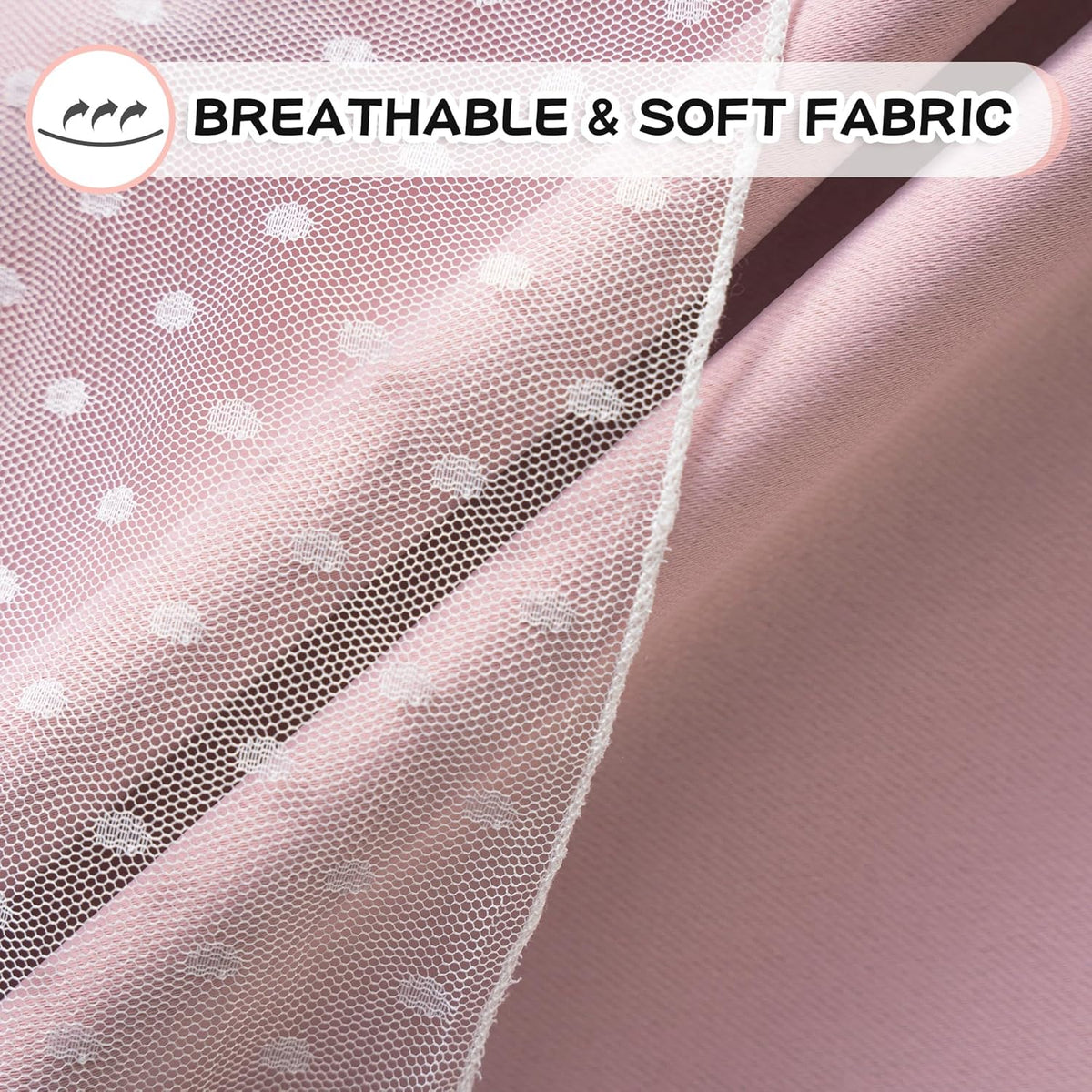 MYSKY HOME Pink Blackout Curtains - Double Layer Drapes with Polka Dots | 52x84 Inch, 2 Panels for Girls' Bedroom