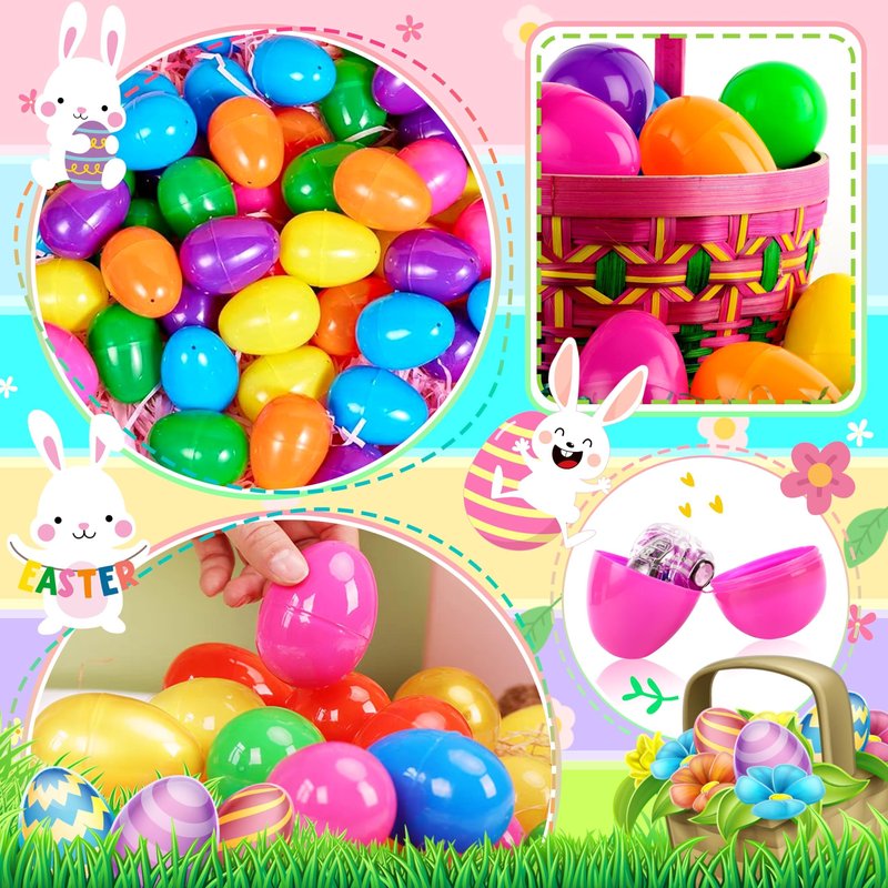 OCTERIC 120Pcs Easter Eggs, 2.3" Fillable Bright Colors Plastic Easter Eggs Empty for Easter Hunt, Easter Basket Stuffers, Party Favor, Classroom Prize Supplies