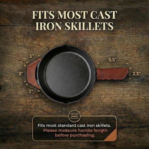 Full Grain Leather Handle Cover Set by Proudly Made in Georgia - Heat Resistant Sleeves for Skillets & Pots