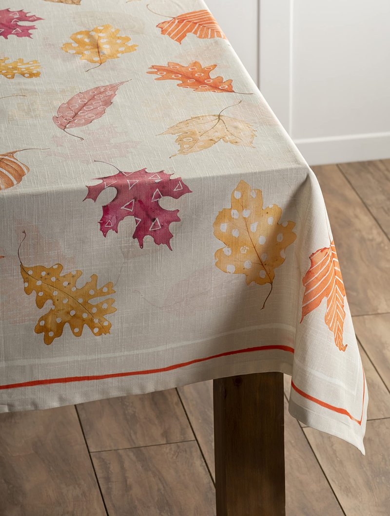 Maison d' Hermine Table Cloth Square Table 100% Cotton 60 x 60 Inches Fall Tablecloth Reusable Everyday Use for Thanksgiving Christmas Decorations Dining Farmhouse Party (Colours of Autumn)