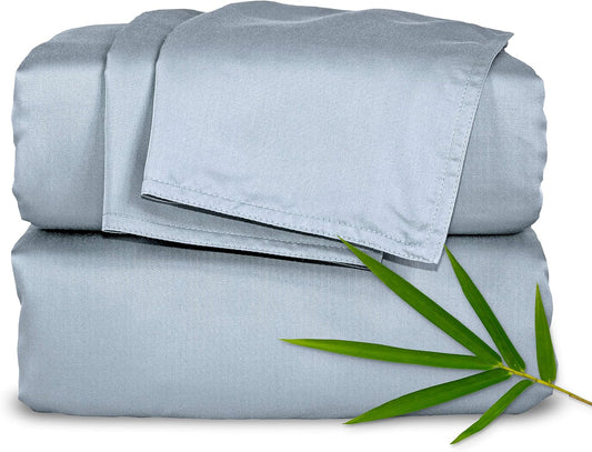 Pure Bamboo Full Bed Sheet Set - 100% Organic Viscose, Luxuriously Soft & Cooling, Sterling Blue
