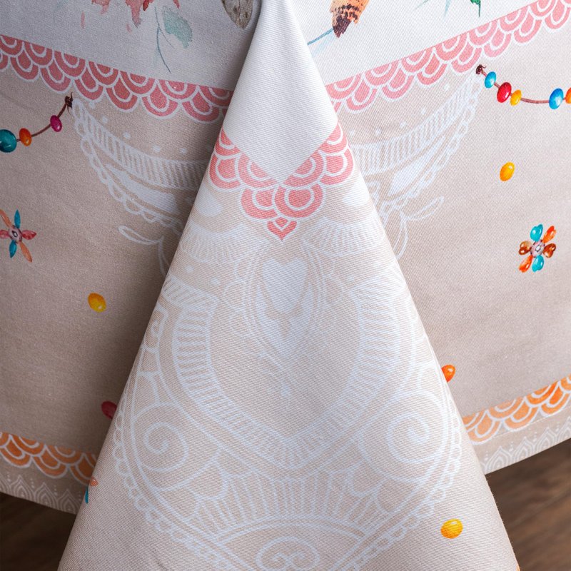 Maison d' Hermine Table Cloth Square Table 100% Cotton 60 x 60 Inches Tablecloth Reusable Decorative for Dining Kitchen Room Farmhouse Home Gifts for Mothers Day Spring Summer - Ibiza - Beige