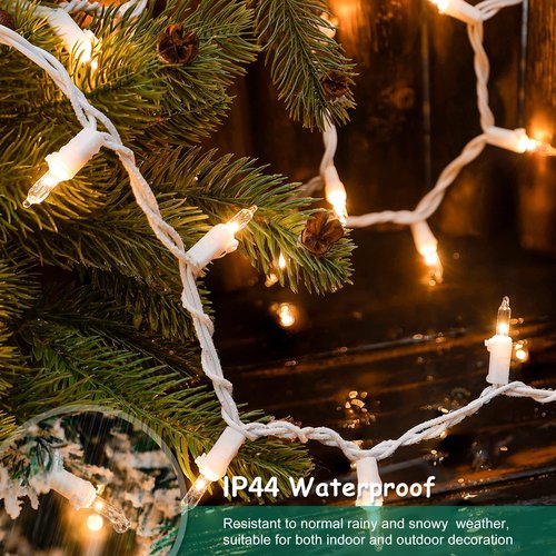 HEYFUNi Clear Christmas Lights Set,50 Count 13Feet Incandescent Bulb Mini String Lights for Christmas Tree Holiday Garland Party Weeding Xma Home Indoor&Outdoor Decorations,White Wire