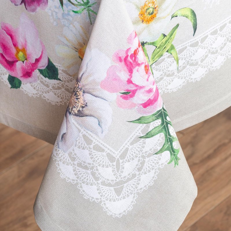 Maison d' Hermine Table Cloth Square Table 100% Cotton 54 x 54 Inches Tablecloth Reusable Decorative for Dining Kitchen Room Farmhouse Home Gifts for Mothers Day Spring Summer - Pivoine