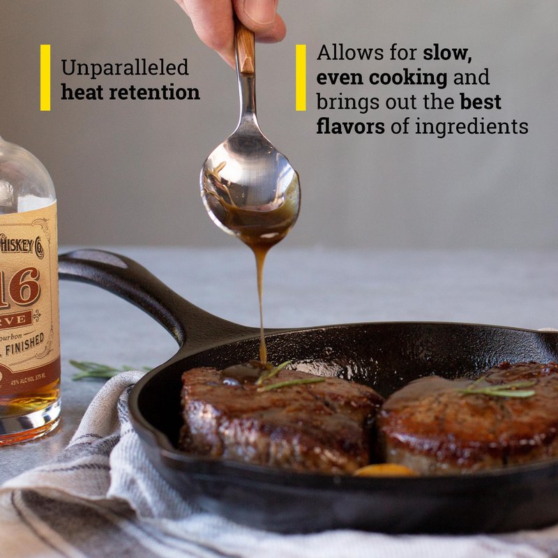 Lodge 8" Cast Iron Skillet - Chef Collection - Perfect Sear - Ergonomic Handles - Superior Heat Retention - Cast Iron Cookware & Skillet