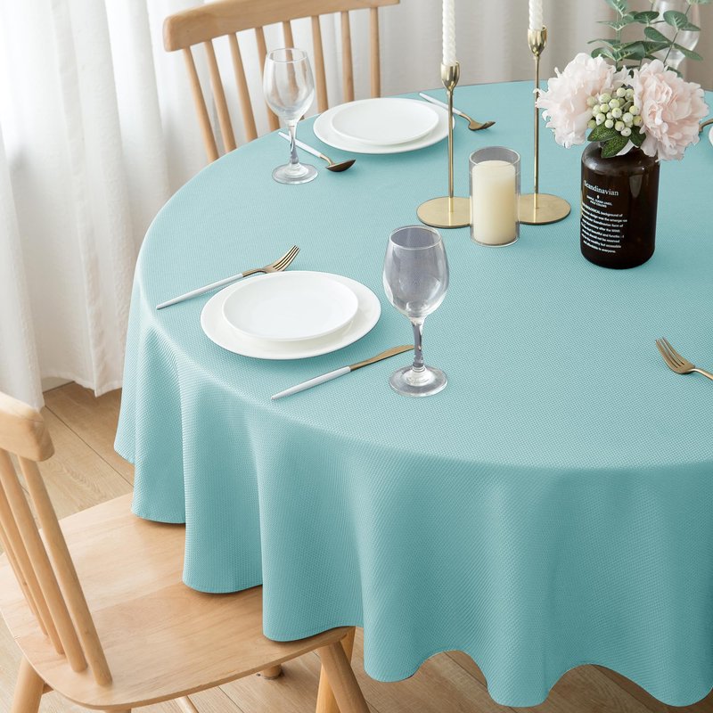 Biscaynebay Textured Fabric Round Tablecloths 70", Royal Blue Water Resistant Table Cloth Circle Folding Table Covers for Dining, Kitchen, Wedding, Parties etc. Machine Washable