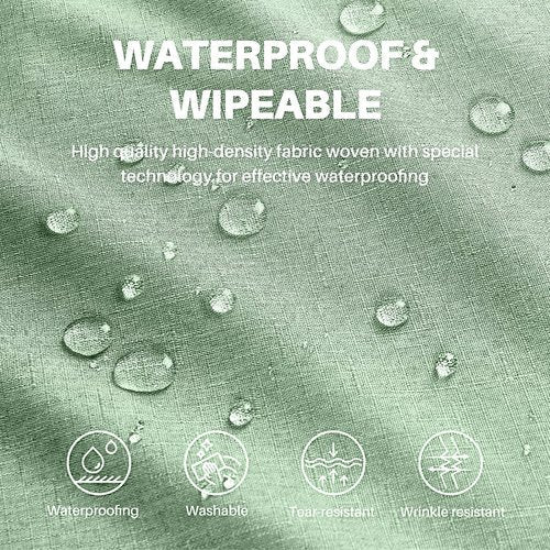 IVAPUPU Textured Linen Table Cloth for Rectangle Tables - Sage Green Tablecloths Rectangular Waterproof Wrinkle Free Wipeable Dining Table Cover for Spring Easter Decor Wedding Birthday, 52 x 70 Inch