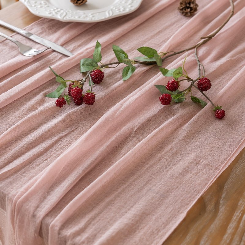 Keketoarrange Dusty Pink Mothers Day Table Runner Cheesecloth Gauze Rustic 120 Inch 10 FT for Wedding Baby Shower Bridal Shower Birthday Engagement Garden Party Long Sheer Boho Spring Home Decorations