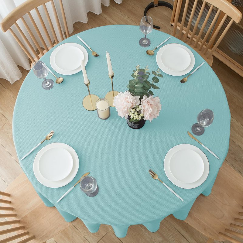 Biscaynebay Textured Fabric Round Tablecloths 70", Royal Blue Water Resistant Table Cloth Circle Folding Table Covers for Dining, Kitchen, Wedding, Parties etc. Machine Washable