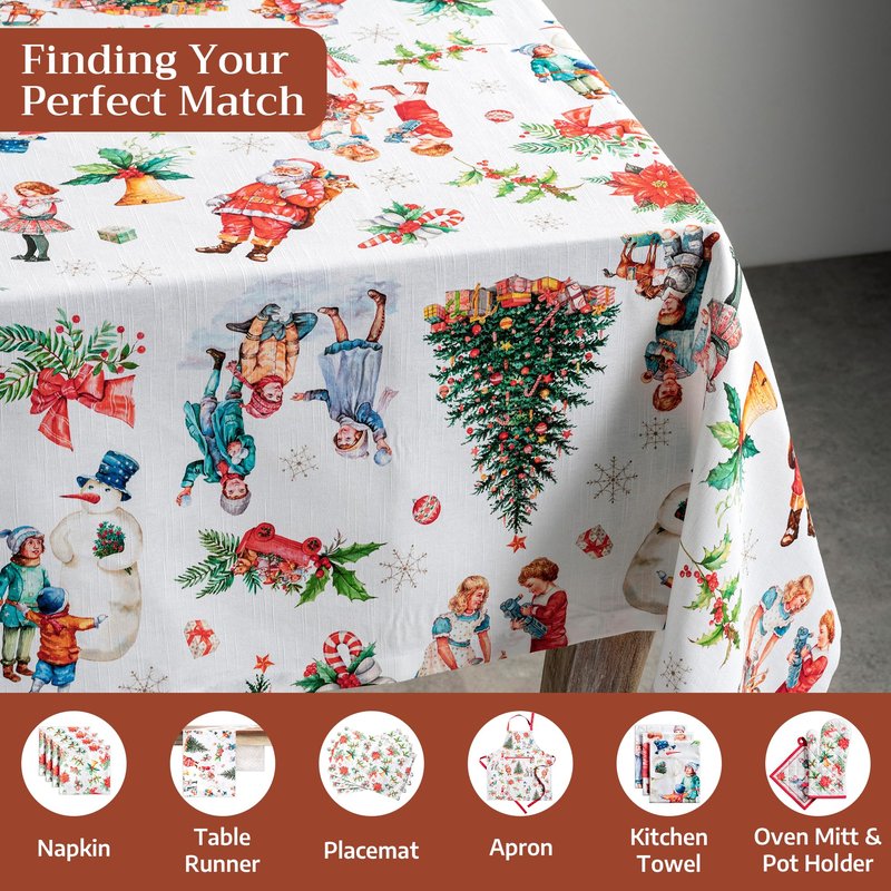 Maison d' Hermine Table Cloth Rectangle Table 100% Cotton 70 x 120 Inches Fall Tablecloth Reusable Everyday Use for Thanksgiving Christmas Decorations Dining Farmhouse Party (Chromo)