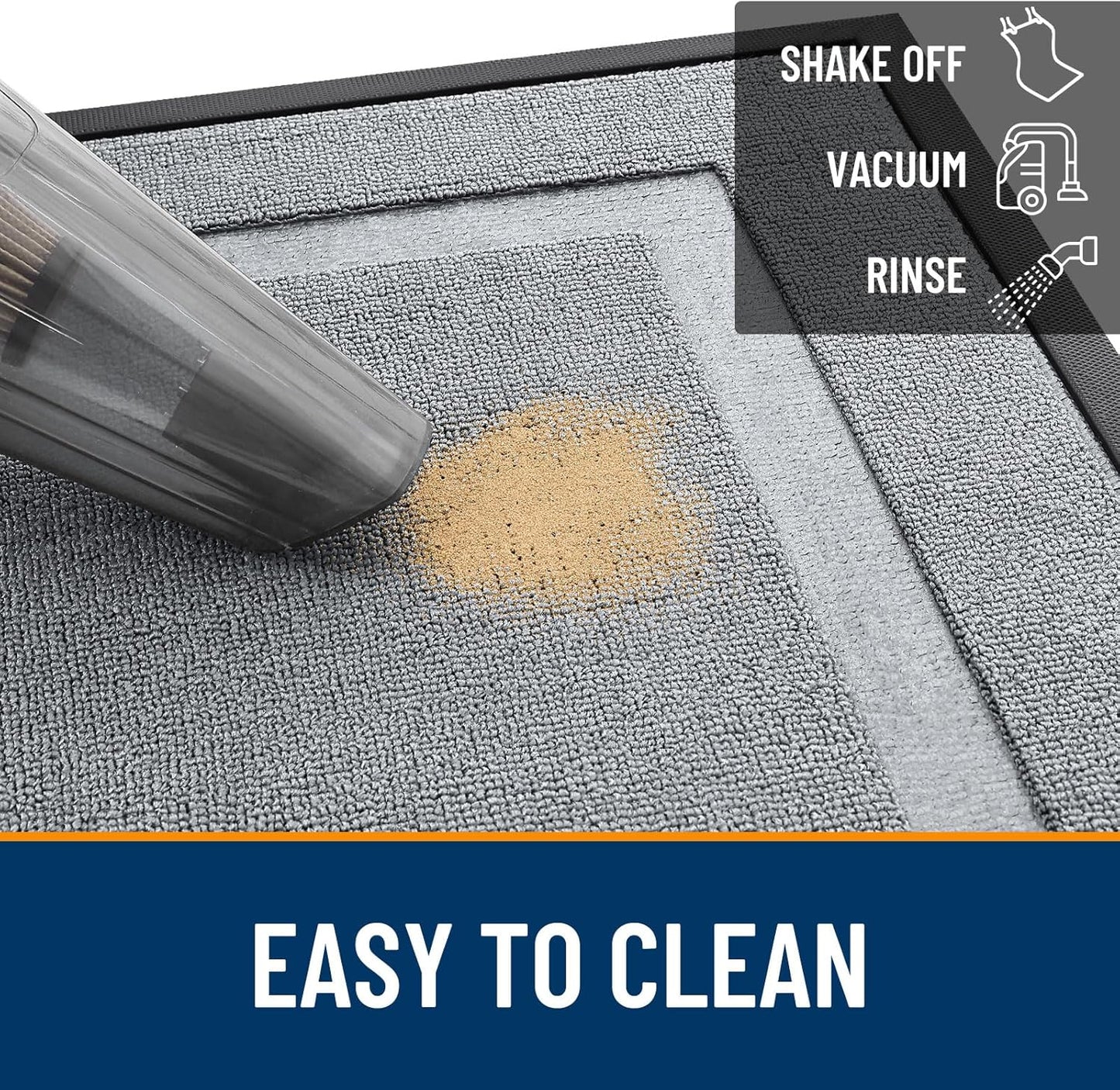 OLANLY Indoor Outdoor Front Door Mat - Waterproof All-Season Doormat, Easy Clean, 29.5x17, Ash Gray