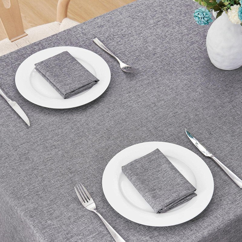 Veblandy Rectangle Tablecloth Linen Textured Waterproof & Stain Resistant Table Cloth Wrinkle Free Decorative Fabric Farmhouse Table Cover for Dining/Party/Buffet/Wedding, 60 x 84 Inch, Dark Grey