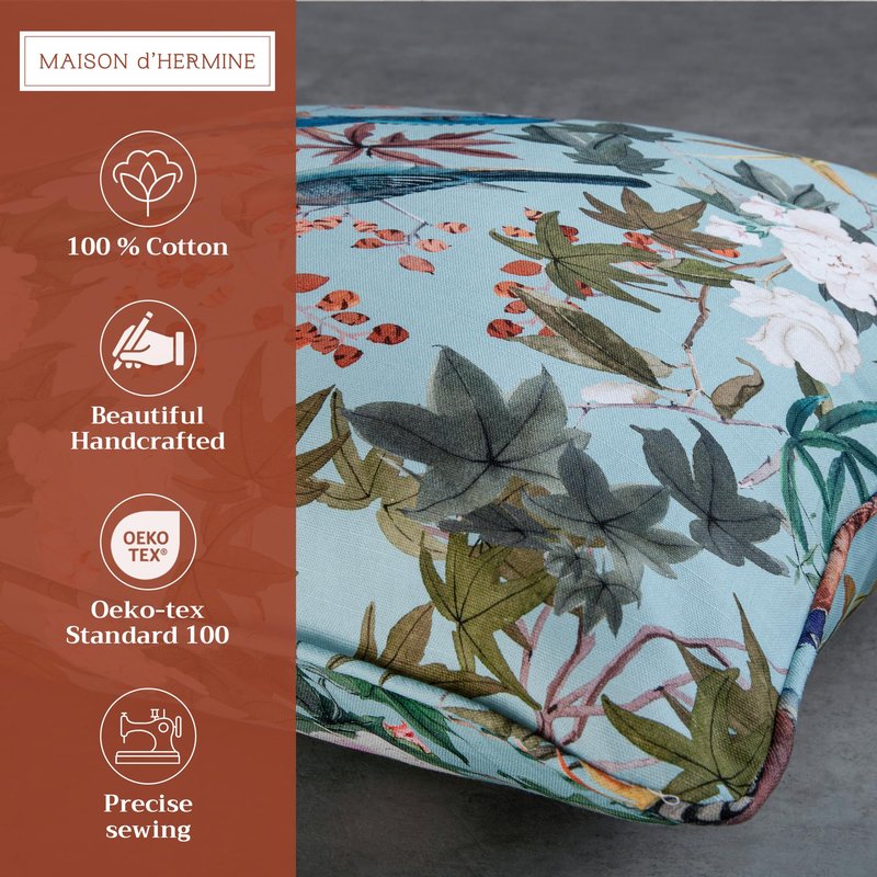 Maison d' Hermine Decorative Pillow Covers 18 x 18 inch Square 100% Cotton Throw Pillow Covers with Invisible Zipper for Living Room Couch Chair Sofas Gifts for Mothers Day - Hokuzai - Blue