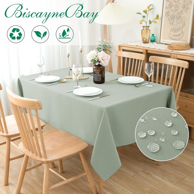 Biscaynebay Tablecloth for Rectangle Tables-60x84 Inch Sage Outdoor Picnic Table Cover-Rectangular Folding Reusable Table Cloths Water Resistant for Kitchen Camping Dining Room Patio Banquet Party