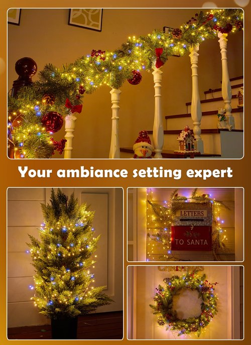 Fairy Lights Plug in, 10FT 200LEDs Twinkle String Lights, Ramadan Decorations Indoor Outdoor for Home Garden Stairs Table Tree, Waterproof, DIY Wreath, Christmas Decor