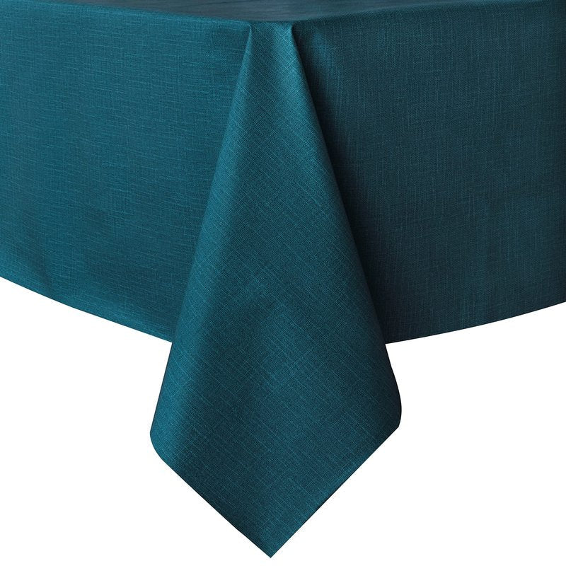 sancua 100% Waterproof Rectangle PVC Tablecloth - 54 x 54 Inch - Oil Proof Spill Proof Vinyl Table Cloth, Wipe Clean Table Cover for Dining Tables, Buffet Parties and Camping, Deep Teal
