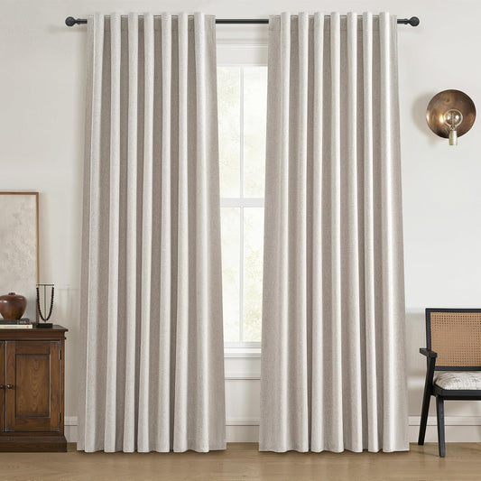 Skiennix 100% Blackout Curtains - 84 Inch Length, Thermal Insulated, Natural Ivory | 2 Panels Set for Bedroom & Living Room