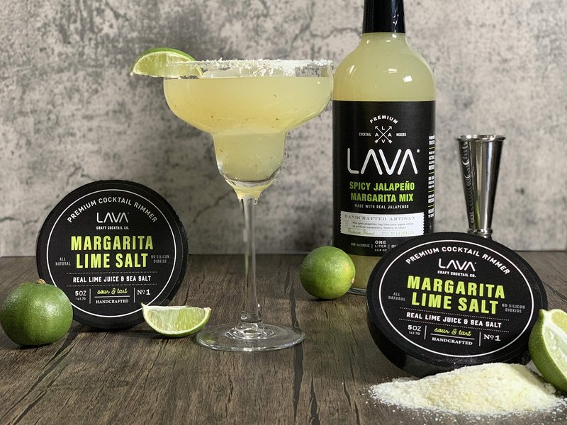 LAVA Premium Margarita Lime Sea Salt Cocktail Rimmer, All Natural Margarita Rimmer Sea Salt Rocks, Real Lime, Tart & Sour, No Silicon Dioxide, with Easy Screw-On Lid - 6oz