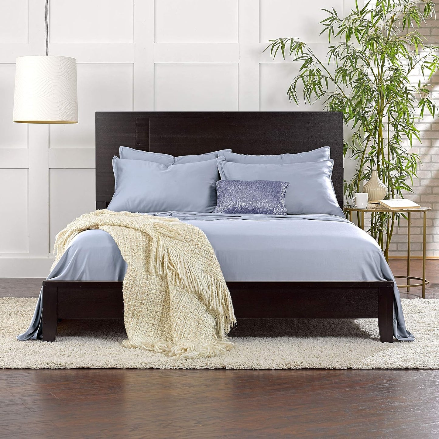 Pure Bamboo Full Bed Sheet Set - 100% Organic Viscose, Luxuriously Soft & Cooling, Sterling Blue