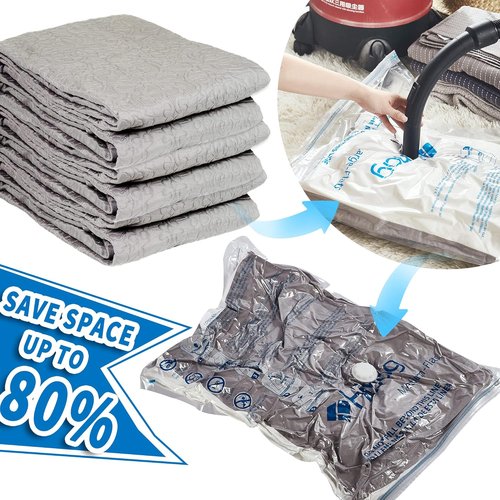 HIBAG Vacuum Storage Bags - 30-Pack Space Saver Seal Bags for Clothes, Comforters & Blankets