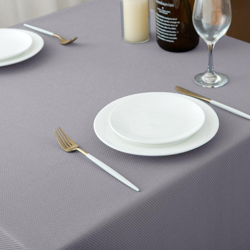 Biscaynebay Textured Fabric Square Tablecloths 60"x60", Silver Grey Water Resistant Table Cloth Small Card Folding Table Covers Linen for Dining, Kitchen, Wedding & Parties, etc. Machine Washable