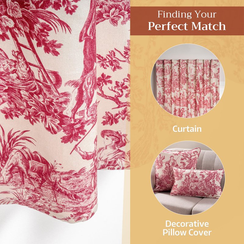 Maison d' Hermine Kitchen Curtain Set for Windows 100% Cotton Set of Kitchen Curtain Valance for Home [2 Tier (28"X36") and 1 Valance (56"X18")] Café Gifts for Mothers Day (The Miller - Red)