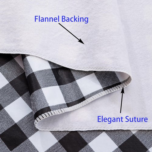 Heavy Duty Vinyl Tablecloth with Flannel Backing Waterproof Oil-Proof Plastic Table Cloth Stain-Resistant Wipeable Rectangle or Square Table Cover for Indoor and Outdoor (Black Checkered, 54x54 Inch)