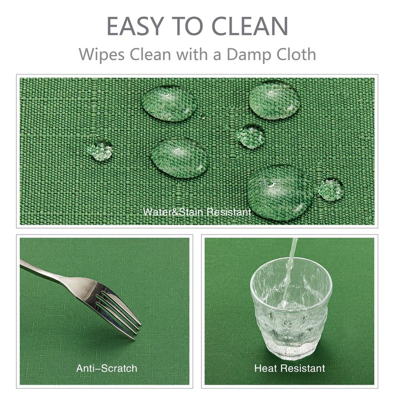 Veblandy Rectangle Tablecloth Waterproof 60x104 inch Linen Textured Table Cloth Stain and Wrinkle Resistant Washable, Decorative Fabric Table Cover for Dining, Party and Camping, Green