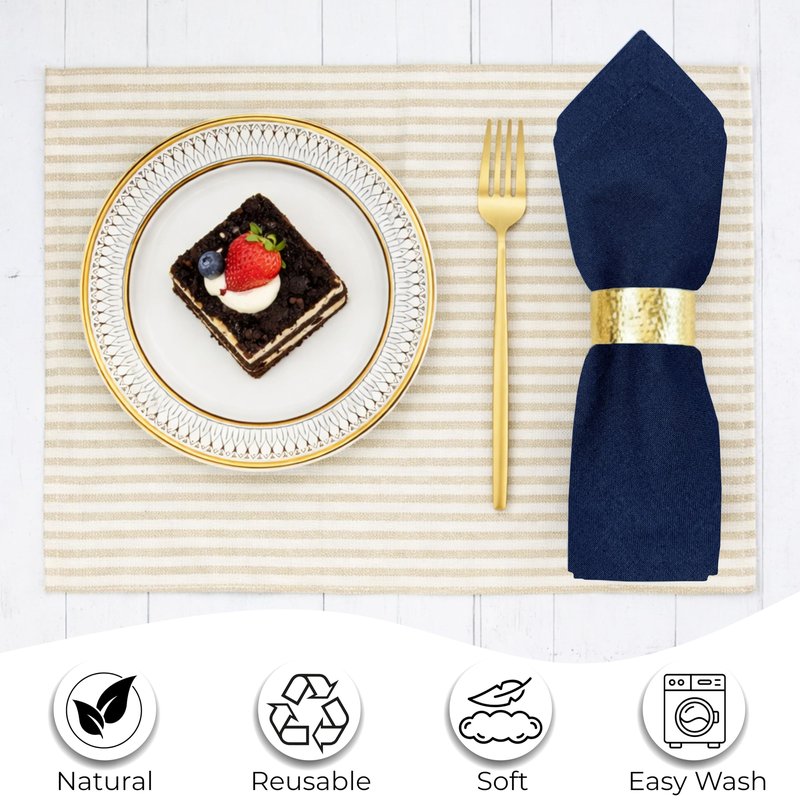 Ramanta Home Navy Cotton Dinner Napkins Set of 12, 18x18 Inch 100% Cotton Cloth Napkins, Reusable Fabric Table Napkins for Everyday Dining, Parties, Weddings, Spring & Easter Table Décor Washable