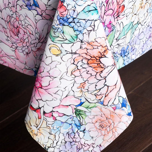 Maison d' Hermine Table Cloth Rectangle Table 100% Cotton 70 x 90 Inches Tablecloth Reusable Decorative for Dining Kitchen Room Farmhouse Home Gifts for Mothers Day Spring Summer - Floral Love