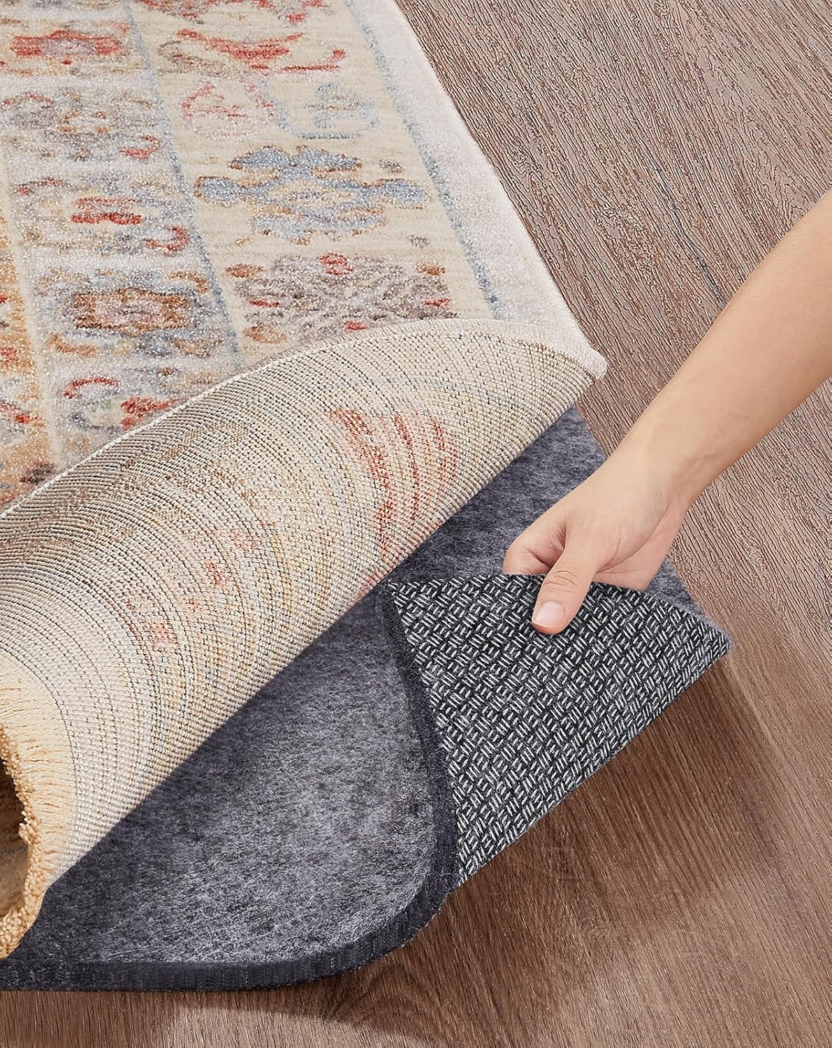Veken Non-Slip Rug Pad Gripper - Cushioned Felt & Silicone Backing | 9 x 12 Ft, 1/4 Inch Thick