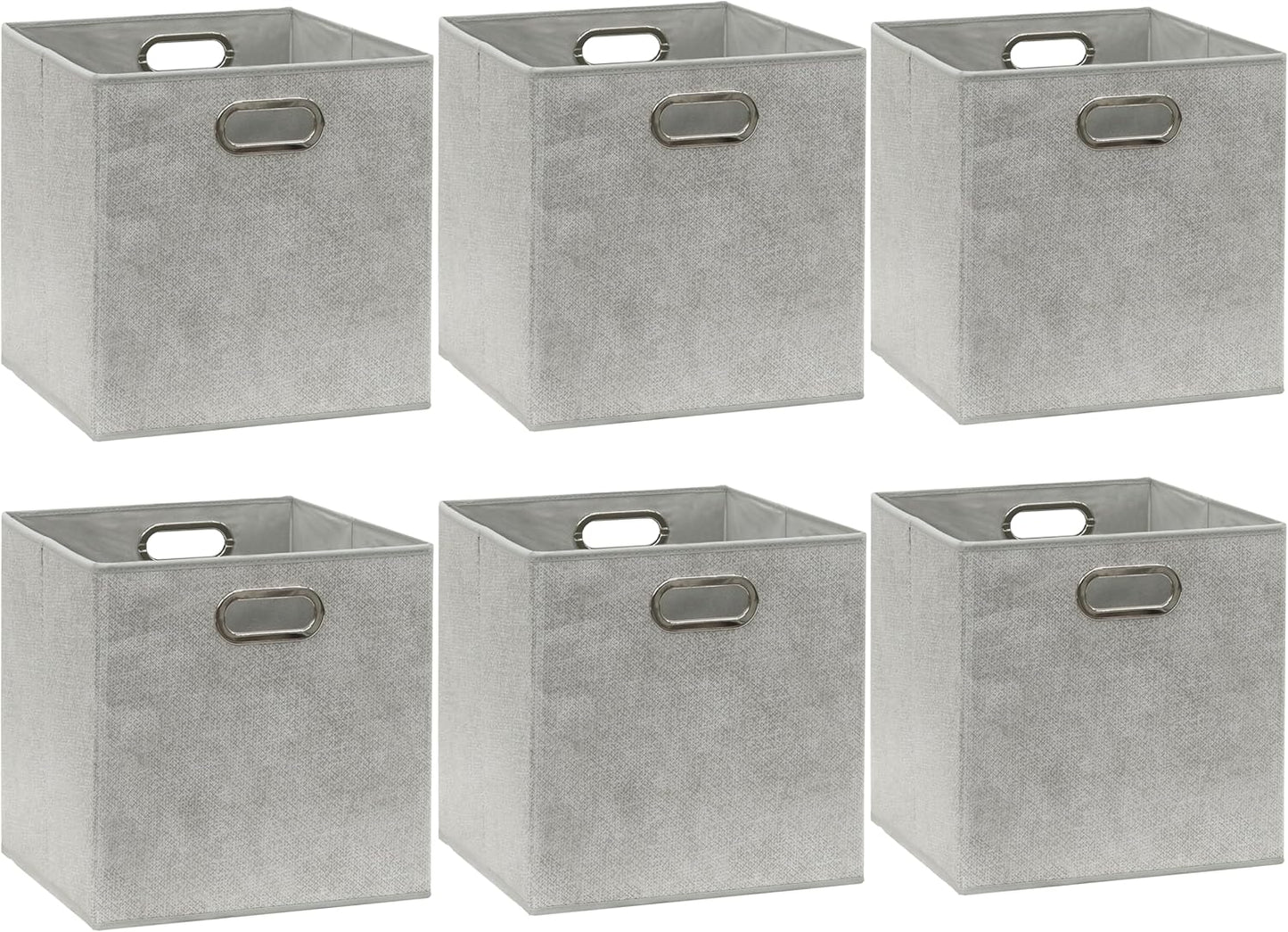 Simple Houseware 11-Inch Collapsible Fabric Cube Storage Bins - Gray, Printed Design, 6 Pack
