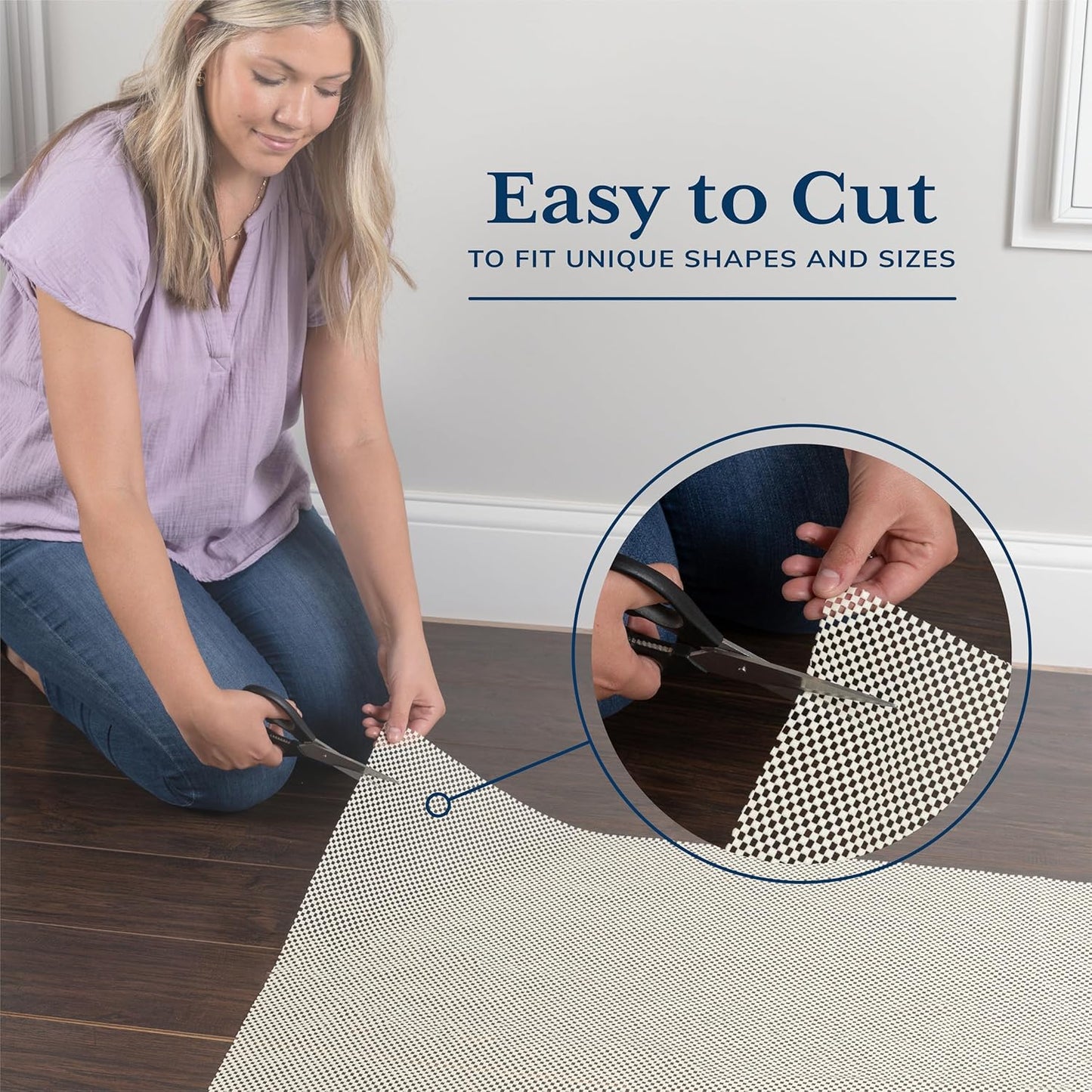 Veken Non-Slip Rug Pad Gripper - Thick 2x5 Ft Mat for Hardwood & Tile Floors | Keeps Rugs Secure