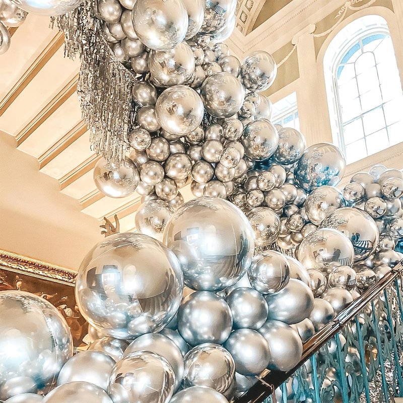 PartyWoo Metallic Silver Balloons 52 pcs 12 Inch Chrome Silver Latex Balloons for Graduation New Year Wedding Baby Shower Gender Reveal Bachelorette Anniversary Birthday Party Decorations Silver-G102