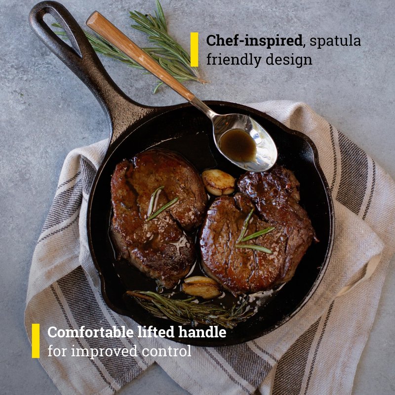 Lodge 8" Cast Iron Skillet - Chef Collection - Perfect Sear - Ergonomic Handles - Superior Heat Retention - Cast Iron Cookware & Skillet