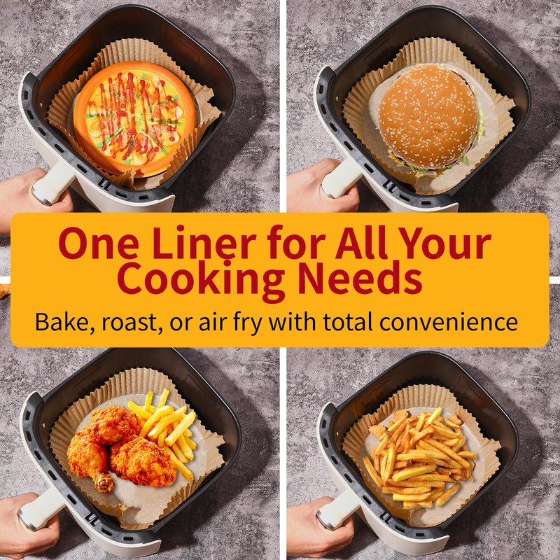 40GSM Air Fryer Paper Liners, 125Pcs 8 inch Disposable Parchment Paper for 5-8 qt Basket Air Fryer, Non-Stick Oil-Proof Heat Resistant Food Grade for Cooking, Roasting & Frying, Round 8"