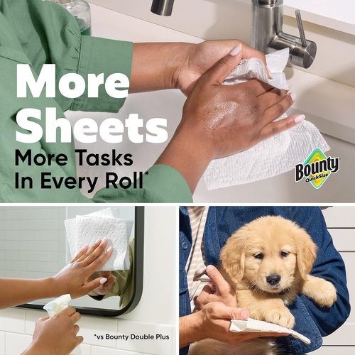 Bounty Quick-Size Paper Towels - White Family Triple Rolls | Equivalent to 27 Regular Rolls