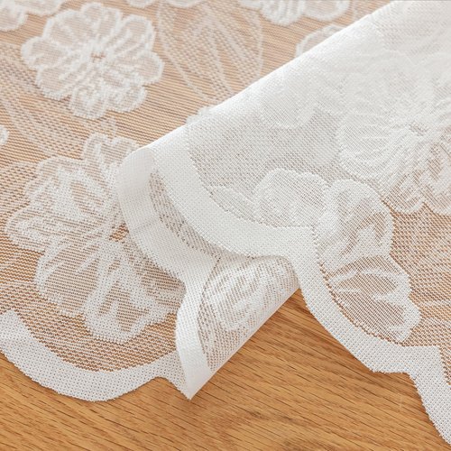 Jayla White Lace Tablecloth 54 X 54 Inches Square Camellia Flower Embroidered Wedding Table Cloths for Outdoor Party Reception, Dinner Party, Baby Shower, Tea Decorations, Home Decor