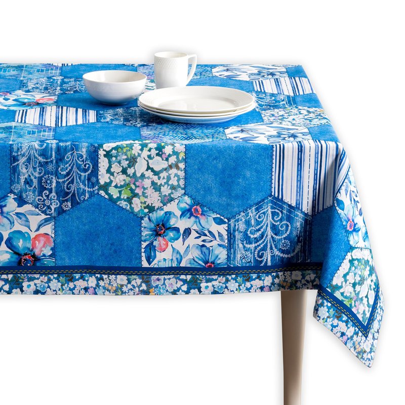 Maison d' Hermine Table Cloth Rectangle Table 100% Cotton 60 x 90 Inches Tablecloth Reusable Decorative for Dining Kitchen Room Farmhouse Home Gifts for Mothers Day Spring Summer - Summer Blues