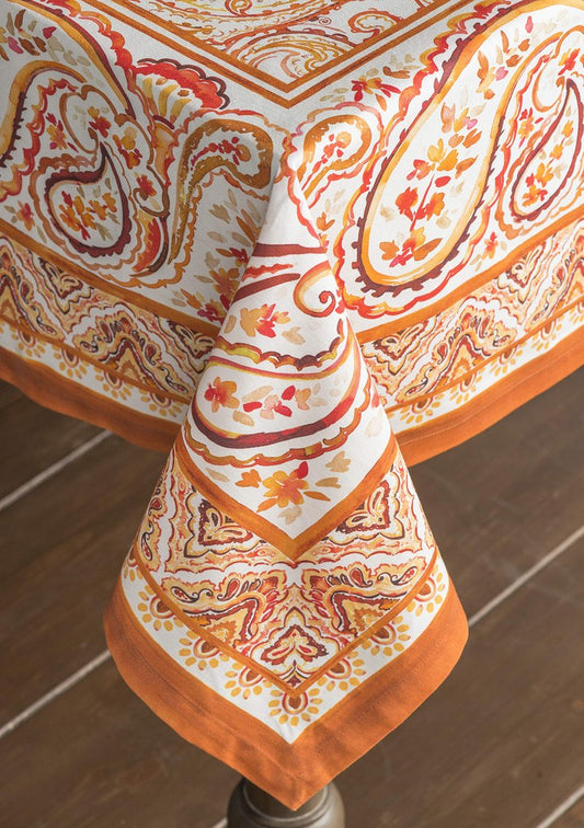Maison d' Hermine Table Cloth Rectangle Table 100% Cotton 70 x 108 Inches Fall Tablecloth Reusable Everyday Use for Thanksgiving Christmas Decorations Dining Farmhouse Party (Palatial Paisley)