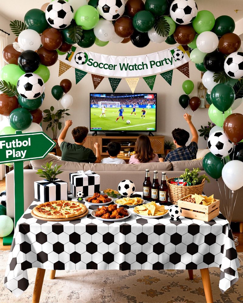 Pureegg Soccer Party Decorations 2026 Plastic Tablecloth Disposable 10 Pack, Rectangle Table Cover 54 x 108 Inch, Plastic Table Cloth for Soccer Birthday Party, Green and White Soccer