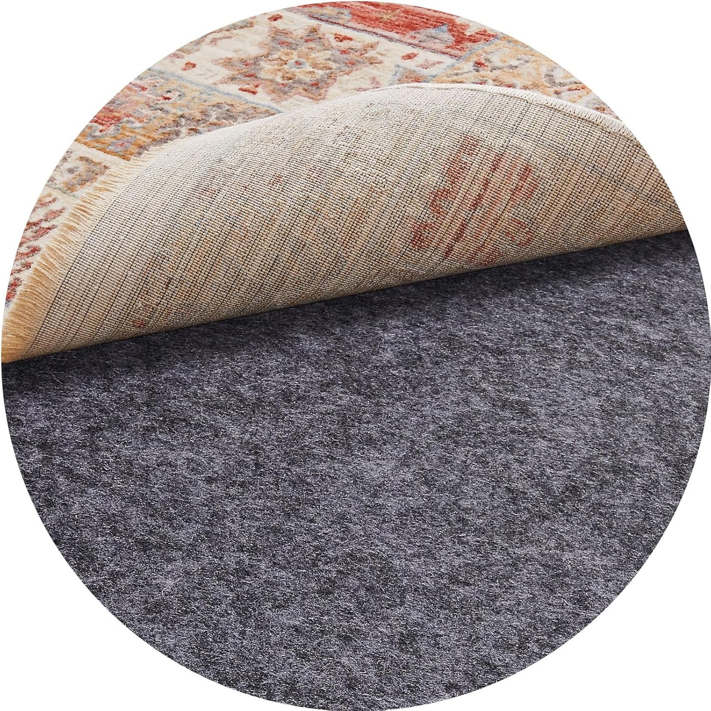 Veken Non-Slip Cushioned Rug Pad - 6 Ft Felt & Silicone Backing for Hardwood Floors | 1/8" Thick Anti-Skid Mat