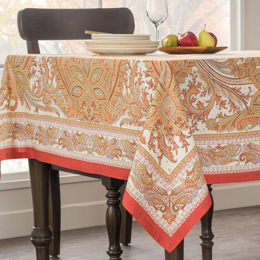 Maison d' Hermine Table Cloth Rectangle Table 100% Cotton 60 x 90 Inches Tablecloth Reusable Decorative Everyday Use for Dining Room, Farmhouse, Home, Party, Festive & Wedding - Kashmir Paisley