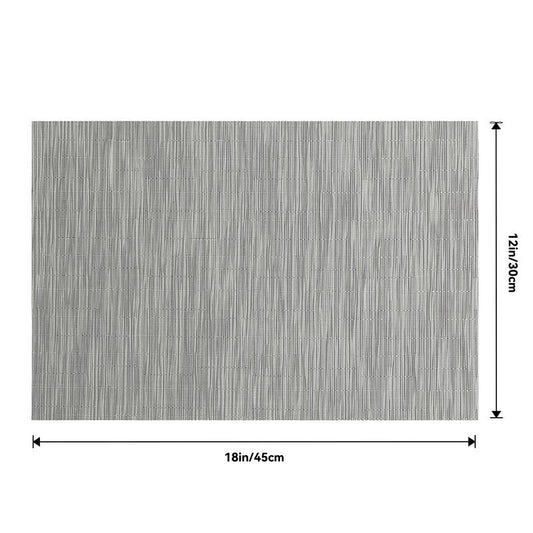 Leetaltree Silver Placemats Set of 6 - Heat Resistant Non-Slip Place mats for Dining Table, Washable Durable PVC Vinyl Woven Table Mats（Silver, 6）