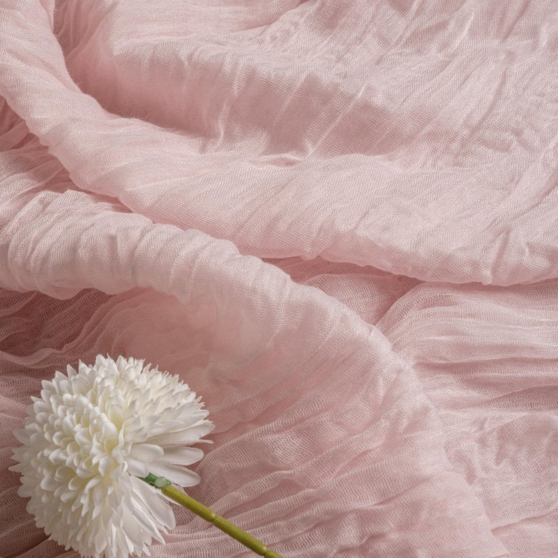 Leetaltree Cheesecloth Table Runner with Wrinkle Texture - 35x120 Inch 10 FT Crinkled Gauze Table Runner for Wedding, Party & Home Decor - Elegant Scarf Table Runner (Pink, 3 Pack)
