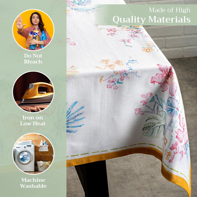 Maison d' Hermine Table Cloth Square Table 100% Cotton 60 x 60 Inches Tablecloth Reusable Decorative for Dining Kitchen Room Farmhouse Home Gifts for Mothers Day Spring Summer - Paradise Island